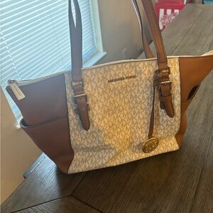 Michael Kors Tan and Cream Signature Tote